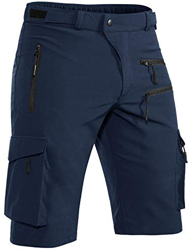 Hiauspor Shorts Herren, Sommer Leichte Schnelltrocknend mit 5 Taschen Cargo Bermuda Wanderhose Sport Chino Trekking Outdoor MTB Hose Männer Kurz Atmungsaktiv Stretch (Dunkelmarine, 2XL)