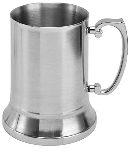 Chope à bière en acier inoxydable, tasse à café à double paroi, chope à bière isolée sous vide en argent avec poignée pour bars, hôtels, restaurants(L)