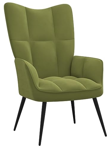 vidaXL Relaxsessel Fernsehsessel Polsterstuhl Polstersessel Relaxstuhl Sessel Stuhl Ohrensessel Loungesessel Armsessel Wohnzimmer Hellgrün Samt