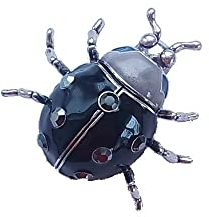 Brosche Pin Anstecknadel Käfer Strass Silber - Schwarz