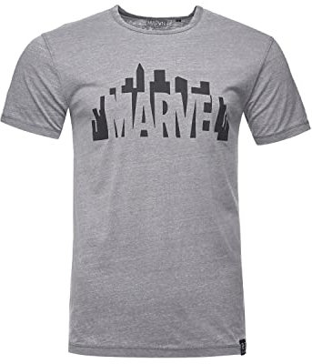 Recovered Herren Recovered T-Shirt Marvel City Logo - Grijs T Shirt, Grau, S EU