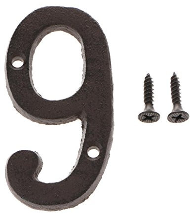 Hausnummernschild aus Schmiedeeisen, antikes Design, Buchstabe 9