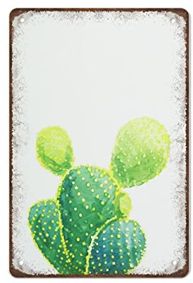KILSPU Langlebiges, dickes Sammlerstück, Metallschild, Hasenohren, Katus, Kaktus, Wandkunst, botanische Pflanze, Kunstdruck, minimalistisch, Boho, tropische Wüste, Sukkulenten, Naturkaktus,