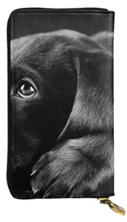 AABSTBFM Geldbörse mit Hundemotiv, bedruckt, Leder, für Damen und Herren, Reißverschluss, Clutch, lange Geldbörse, Kreditkartenetui, Welpen Hund, Einheitsgröße