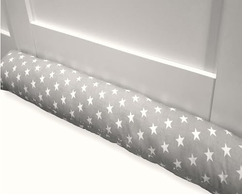 Bebeloo Zugluftstopper Durchzugstopper Windstopper für Türen und Fenster Luftzugstopper für Tür Türschlange Türrolle Baumwollstoff (Sternchen Grau, 80 cm)