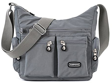 NOTAG Umhängetasche Damen Leichte Mehrfach-Taschen Handtasche Wasserdicht Nylon Damen Sportliche Schultertasche (Grau)