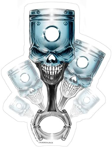 chemstickattack Aufkleber Dead Piston Kolben Schädel Skull Sticker Alchemy UL13 ca. 13x10 cm
