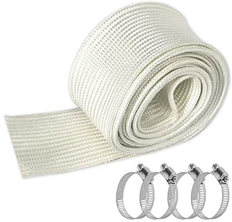 25mm Abgasschlauch für Stromerzeuger Standheizung Isolierung Schlauch 200cm | High TEMP Fiberglass Sleeving mit 4 Clips, für Notstromaggregat Abgasrohr, für Air Klimaanlage Heizungen