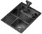 Fregadero Invisible De Barra De Acero Inoxidable Fregadero De Una Cubeta Oculto En La Cocina Lavabo Mini Plato Fregadero Pequeño con Tapa, Grifo Abatible (Color : Nero, S : 35 * 45 * 23cm)