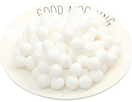 JekyTMP 20 Stück 40mm Pompons Zum Basteln Craft Pom Poms BäLle Flauschigen Bunt Mini Pompon PlüSch BäLle Pom Pom BäLle Bunte Pompom Pompons Kleine Mini-Pompon Bunte Flauschige Pompon (Nr. 23 Weiß)