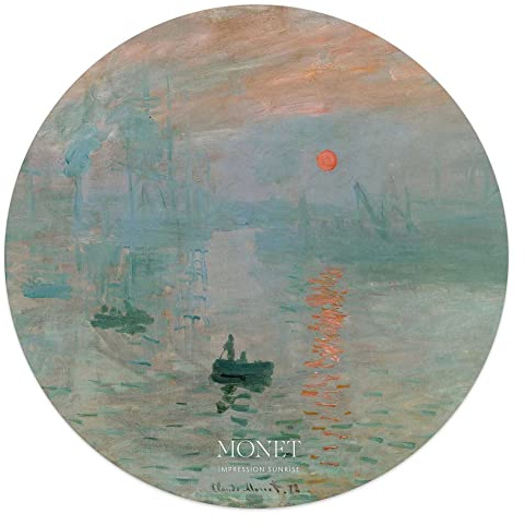 REINDERS Glasbild, Monet Sonnenaufgang, Wohnzimmer, Poster, Wanddeko, Glasbilder, Glas, Grün, Ø 50cm