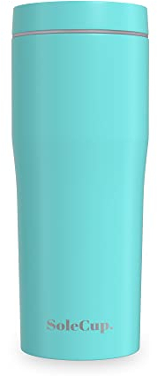 SoleCup Leakproof Travel Mug (480ml), Insulated Coffee Mug with Quick-Press Closure, Drinks Stay Hot for 12 Hours, Cold for 24 Hours, Double-Walled Travel Mugs for Hot Drinks (Blue)