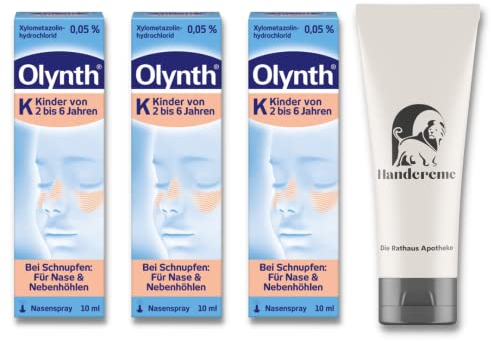 Olynth Nasenspray Kinder Spar-Set mit 3 x 10 ml inkl. einer hochwertigen Handcreme der Rathaus Apotheke