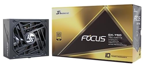 Seasonic Focus GX-750 ATX 3.0, Netzteil, ATX12V 3.0, 80 Plus Gold, 750 Watt, Modular, PCIe 5.0 - 12VHPWR-Anschluss, Schwarz