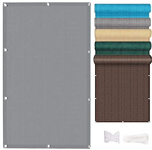 Balkon Sichtschutz Terrasse 95 x 550 cm Sonnensegel Sonnenschutz Garten Leicht Transparent Polyester mit Ösen & Kordel für Balkongeländer Garten, Grau