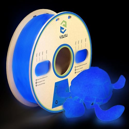YOUSU Glow in the Dark PLA Filament 1.75mm, leuchtet im Dunkeln,Maßgenauigkeit 99% Wahrscheinlichkeit +/- 0,03 mm,3D Printer Filament for 3D Printers 1 kg (2.2 lbs),Blau