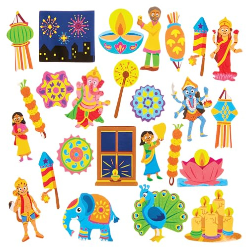 Baker Ross FX591 Diwali-Schaumstoff-Aufkleber - Packung mit 200, Diwali-Kunst- und Bastelbedarf für Kinder