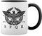 SPQR Roman Gladiator Imperial Golden Eagle Army New Trend Fun Lustig Weiße Tasse Mug mit schwarzen Felgen & Griff