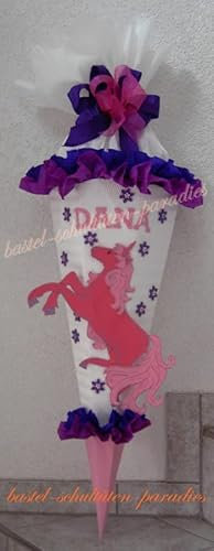 Schultüten Bastelset Einhorn weiß-rosa-lila MaterialType Schultütenzuschnitt 400g Karton