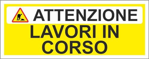 M-ITALY CARTELLO SEGNALETICO UNI - LAVORI IN CORSO mod 3 - Adesivo Extra Resistente, Pannello in Forex, Pannello In Alluminio (60x25, Alluminio)