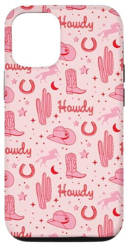 iPhone 12/12 Pro Pastel Cowboy Hat and Boot Pattern Pink Cowgirl Aesthetic Case