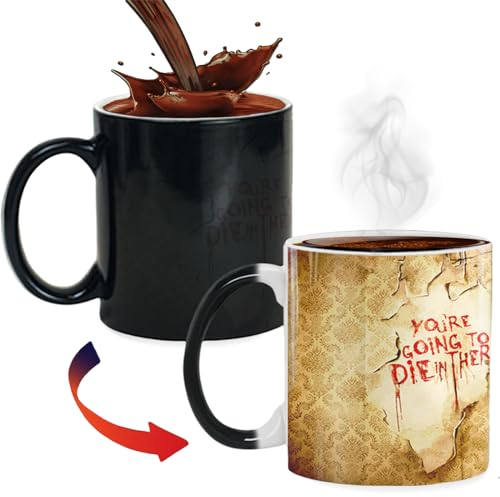 ZONSUSE Tasse à Thé ou Café Thermosensible en Céramique,Motif Zombies,Halloween Cadeaux Effrayants Amusants pour Fans de Zombies et Fantôme,The Walking Dead(D'horreur)