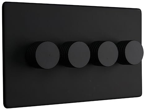 Dowsing & Reynolds Quadruple LED Dimmer Light Switch 4 gang 2 way 5-150W Matt Black