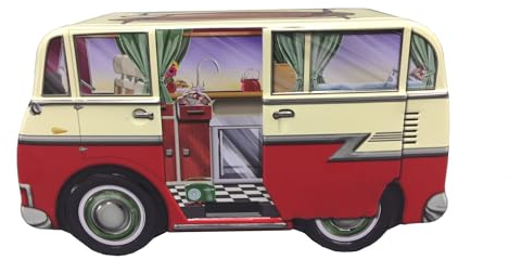 your castle Mini Camper Van rot Blechdose Keksdose Deko Box Mini Camper Van rot für Kekse Schokolade-Pralinen Aufbewahrung, ca. 17 x 9 x 8 cm Volumen: 1 L