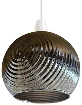 DC VOLTAGE Vintage Small Glass Pendant Light Shade, 15cm Industrial Ribbed Glass Ceiling Light Hanging Fitting Fixture Replacement Globe Lamp Shades for Kitchen Island Bedroom Hallway