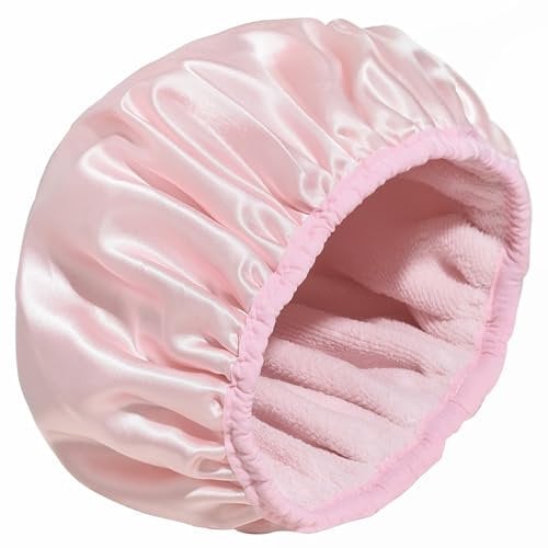 Abeillo Duschhauben mit Frotteefutter für Damen, 3-Lagige Wiederverwendbar Duschhaube, Große Duschhaube, Wasserdichte Badehaube, Haarhaube für Langes, Dickes Haar (Rosa)