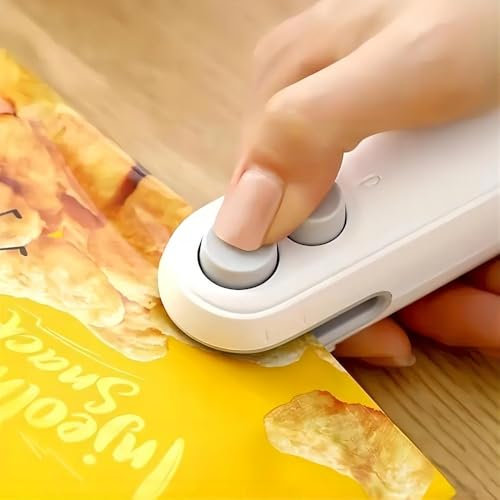 Imiswoo Mini Bag Sealer 2 in 1, Bag Sealer Heat Seal, Portable Vacuum Food Sealer Bag Sealing Machine for Plastic Bags Snack Bags (White)