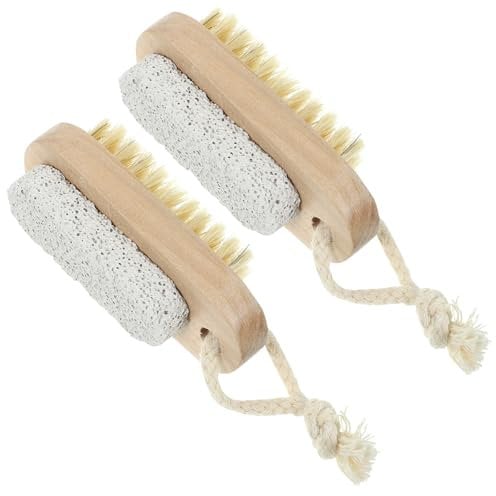 minkissy 2pcs Double Sided Scrub Pumice Stone Brush Pedicure Tools for Feet Dry Dead Skin Remover for Hands Foot File Exfoliation (Hair Length 2cm)