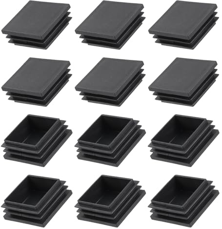 METALLIXITY 12 Stück Quadratischer Rohr-Endkappen 45 x 45mm Schwarz | Steckkappen Rohrkappen Rohrverschluss Gewindekappen Schutzkappen, für Quadratrohr Zaun Möbel Tisch Stuhlbeine