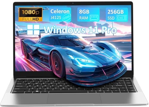 Auusda 14 Inch FHD Display laptop,8GB RAM 256GB SSD,3TB Storage Expand,Celeron J4105 Processor (Up to 2.5GHz) Windows 11 Pro Notebook Computers with 5G WiFi,Webcam,Mini HDMI,Thin & Light Casual Gaming