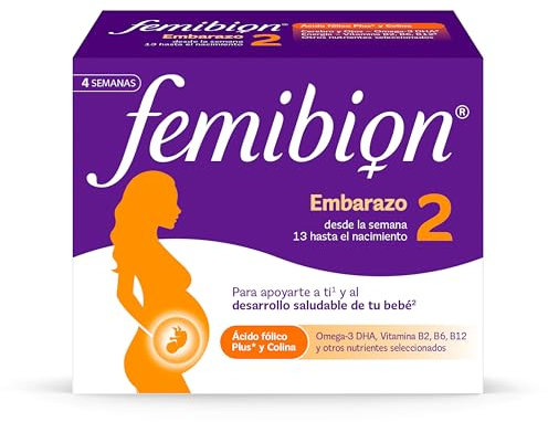 Femibion 2 - Complemento Nutricional para el Segundo y Tercer Trimestre del Embarazo - 28 Comprimidos + 28 Cápsulas - Sin Gluten ni Lactosa - DHA, Ácido Fólico y Vitaminas Esenciales (1)