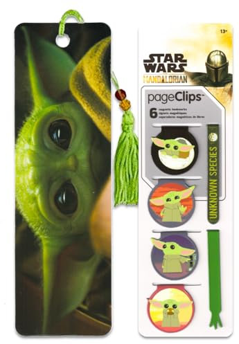 Star Wars Büro- und Schulbedarf, Mandalorianische Lesezeichen, 6 Stück Baby-Yoda-Seitenclips und 1 Lesezeichen, Star Wars Bürozubehör, Stile können variieren