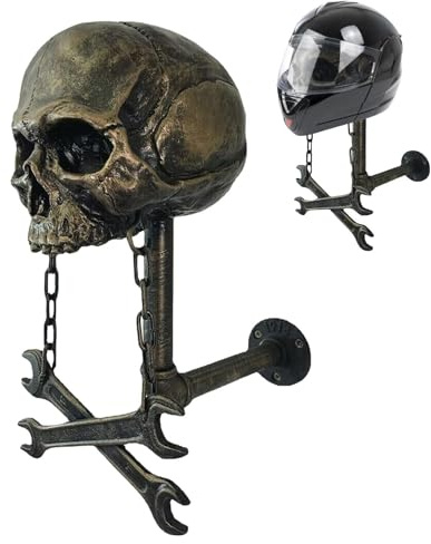 Totenkopf-Form Helm-Halterung – Motorradhelm-Wandhalterung, Totenkopf-Helm-Halterung, Wandmontage, Motorradhelm-Aufhänger, stilvolle Motorrad-Totenkopf-Helm-Halterung für Biike