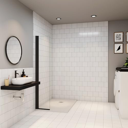 Paroi de douche retour pivotant mural noir 35cm en verre 8mm trempé anticalcaire AICA paroi de douche à l'italienne pivotante Hauteur 200cm