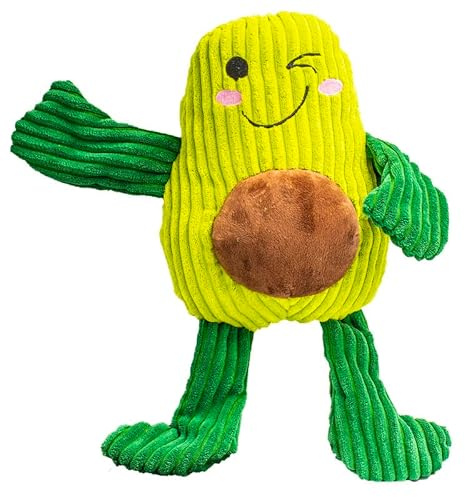 SuperPetStoreUK247 Large Veggie Plush Dog Toy – Soft Squeaky Cord & Fluffy Pet Toy – Vibrant Orange, Yellow & Purple – Sensory Chew Companion for Small to Large Dogs_Yellow