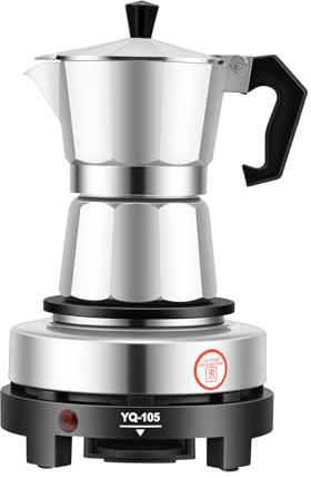 gegeweeret Macchina da caffè espresso elettrica, piccola, 6/3 tazze, a induzione, adatta per tutti i tipi di fornelli (3 tazze)