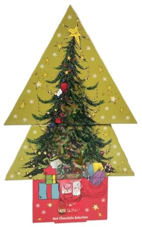 Christmas Tree Hot Chocolate Gift Set – 5 Rich Flavours of Instant Hot Cocoa Mix (Luxury, Vanilla, Peppermint, Salted Caramel & Orange) Festive Gift Box