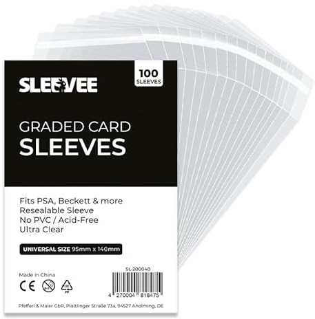 SLEEVEE® Graded Card Sleeves für Slabs 100 Stück - Wiederverschließbare Schutzhüllen für PSA, Beckett, CGC Graded Cards - Universelle Passform - Teambag für Sammelkarten