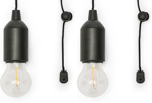 Velamp Retrò – Lampadina LED portatile a batteria – Con cordoncino – Luminosa e di grande autonomia - Facile da usare, sicura e resistente - Ideale per interni ed esterni – Colore nero