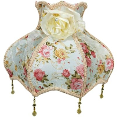 Baoblaze Lampenschirm mit Fransen, und Spitze, Tischlampenschirm, Lampenschirm für Pendelleuchten, Vintage-Stofflampenschirm, für Wohnzimmer, Rosa