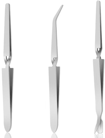 BDEPSTR Pinze per Pinzette,3 Pezzi Inzette per Unghie,Pinzette per Ciglia,Pinzettes per Lavori Artigianali,per Gioielli, Nail Art, Elettronica, Riparazioni, Laboratorio