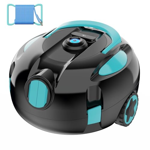 KKI Limpiador robótico de piscina, robot aspirador inalámbrico para piscinas enterradas y sobre el suelo, estacionamiento automático, hasta 65 pies/1100 pies cuadrados (rodillo)