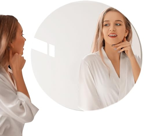 Runder Make-up-Spiegel-Aufkleber – HD-Acryl-Kosmetikspiegel | selbstklebender Badezimmer-Aufkleber | rahmenloser wasserdichter Wandaufkleber für Make-up-Pflege | perfekt für Badezimmer, Waschtisch