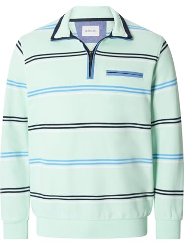 BABISTA Herren Sweatshirt Ulran | 100% Baumwolle – Langarm mit Querstreifen, Umlegekragen mit Reißverschluss, Brusttasche, bequeme Dehnbündchen, große Größen