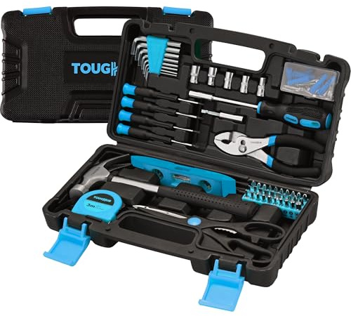 ToughHub 134-Piece Tool Kit Set – Blue Edition | DIY Repair & Maintenance Hand Tool Set | Portable Tool Box with Tools Included for Home, Garage & Car