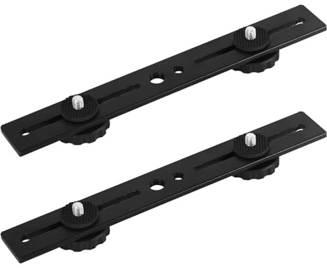 2pcs Dual Flash Brackets, Aluminum Alloy Premium Dual Flash Bracket Extension Bar with 1/4 Hot Shoe Mount Suitable for Camera Tripod Led Light Microphone